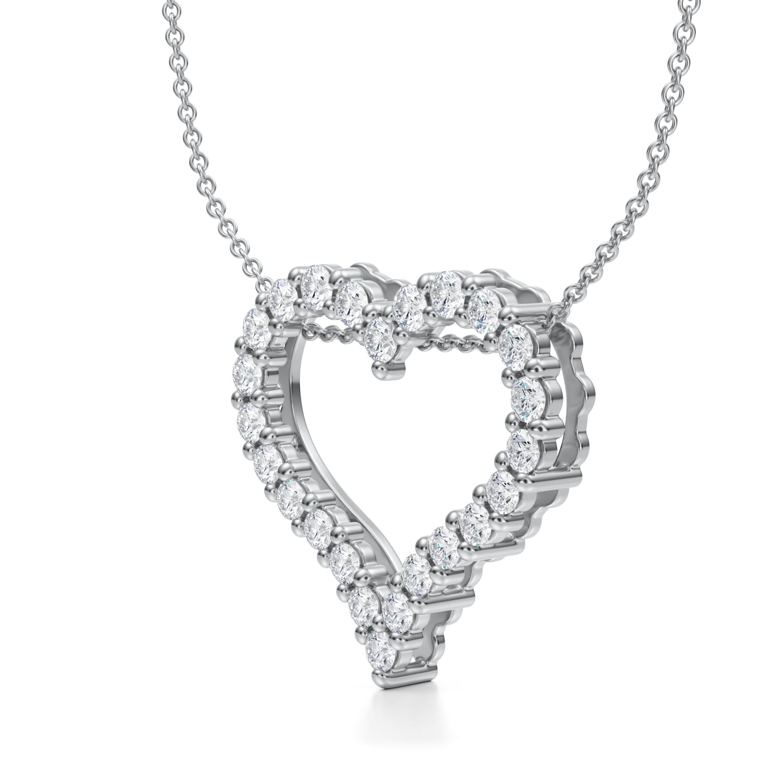 Lab Grown Diamond 2 Way Heart Necklace | 1 ctw