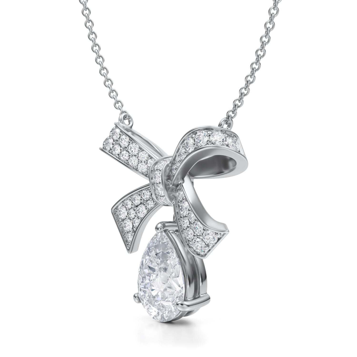 Lab Grown Diamond Bow Necklace