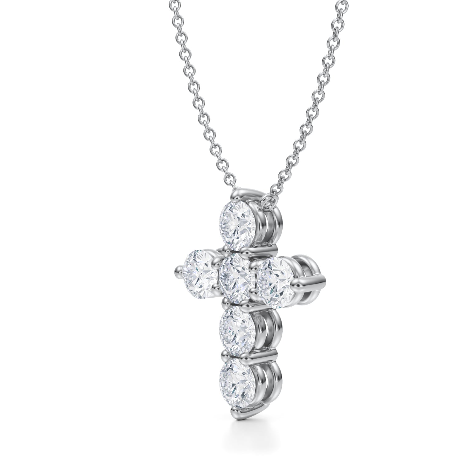 1.5 Carat Round Cross Lab Grown Diamond Pendant Necklace