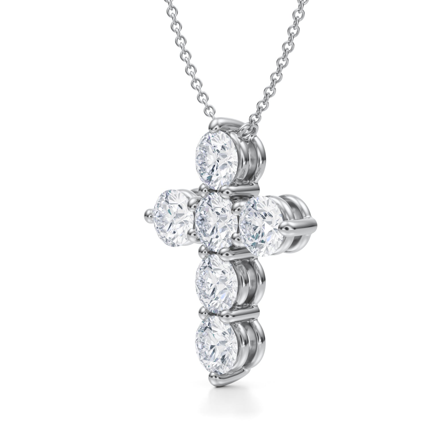 3 Carat Round Cross Lab Grown Diamond Pendant Necklace