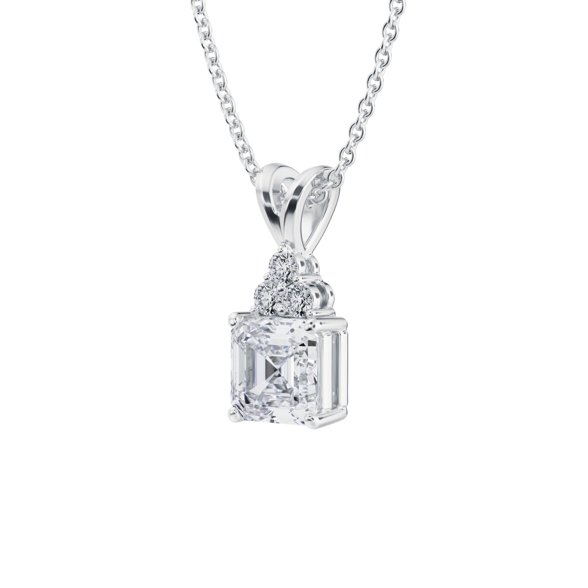 Asscher Cut Royal Round Cluster Pendant