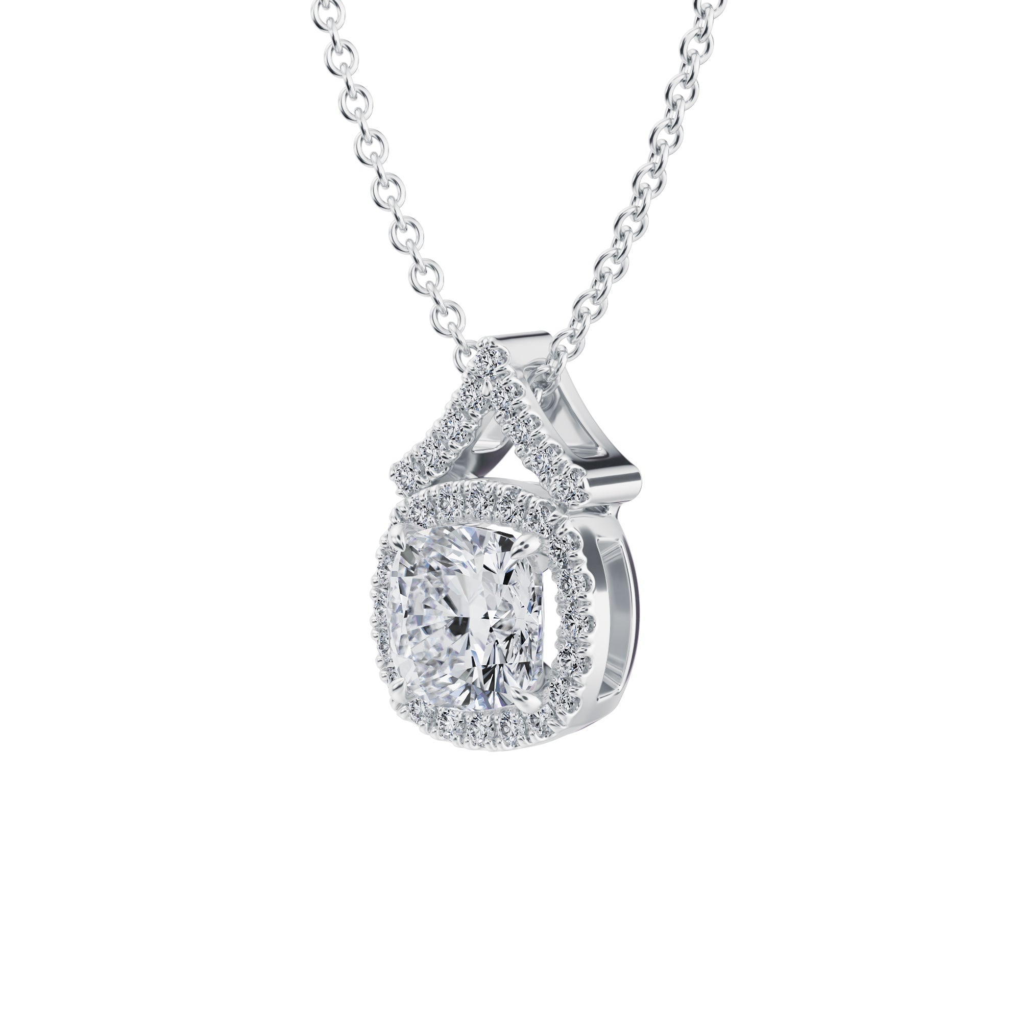 1 Carat Cushion Halo Pendants