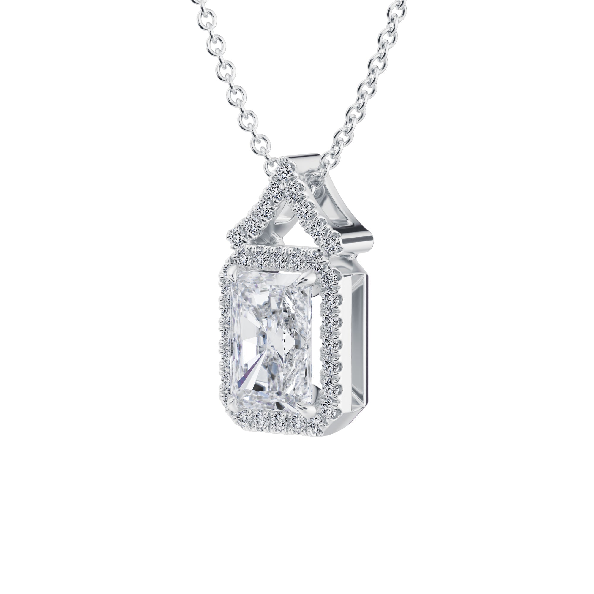 1 Carat Radiant Halo Pendants