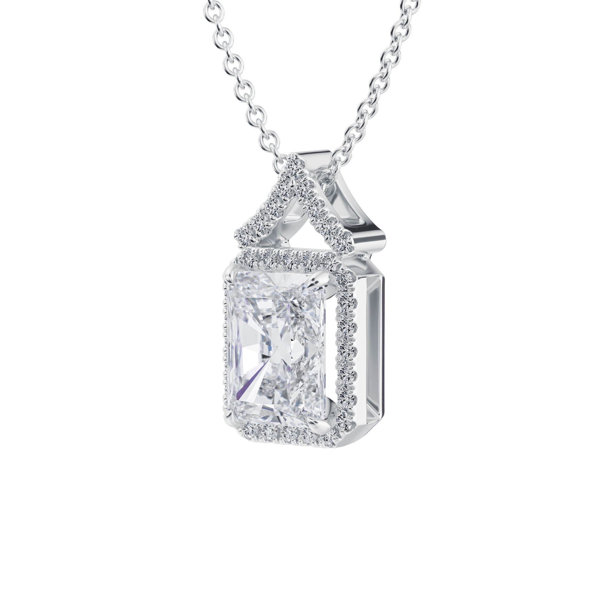 1 1/2 Carat Radiant Halo Pendants