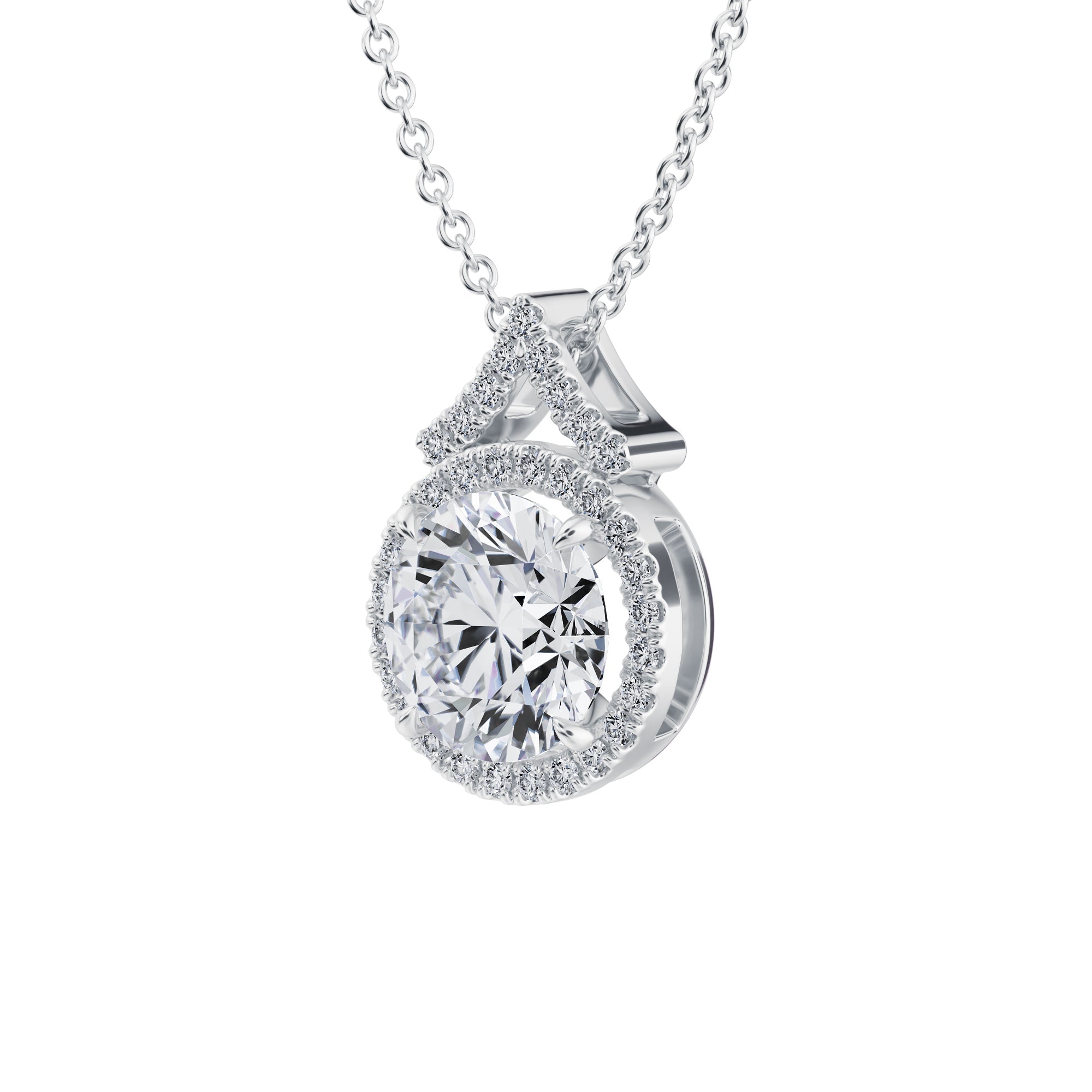 1 1/2 Carat Round Halo Pendants