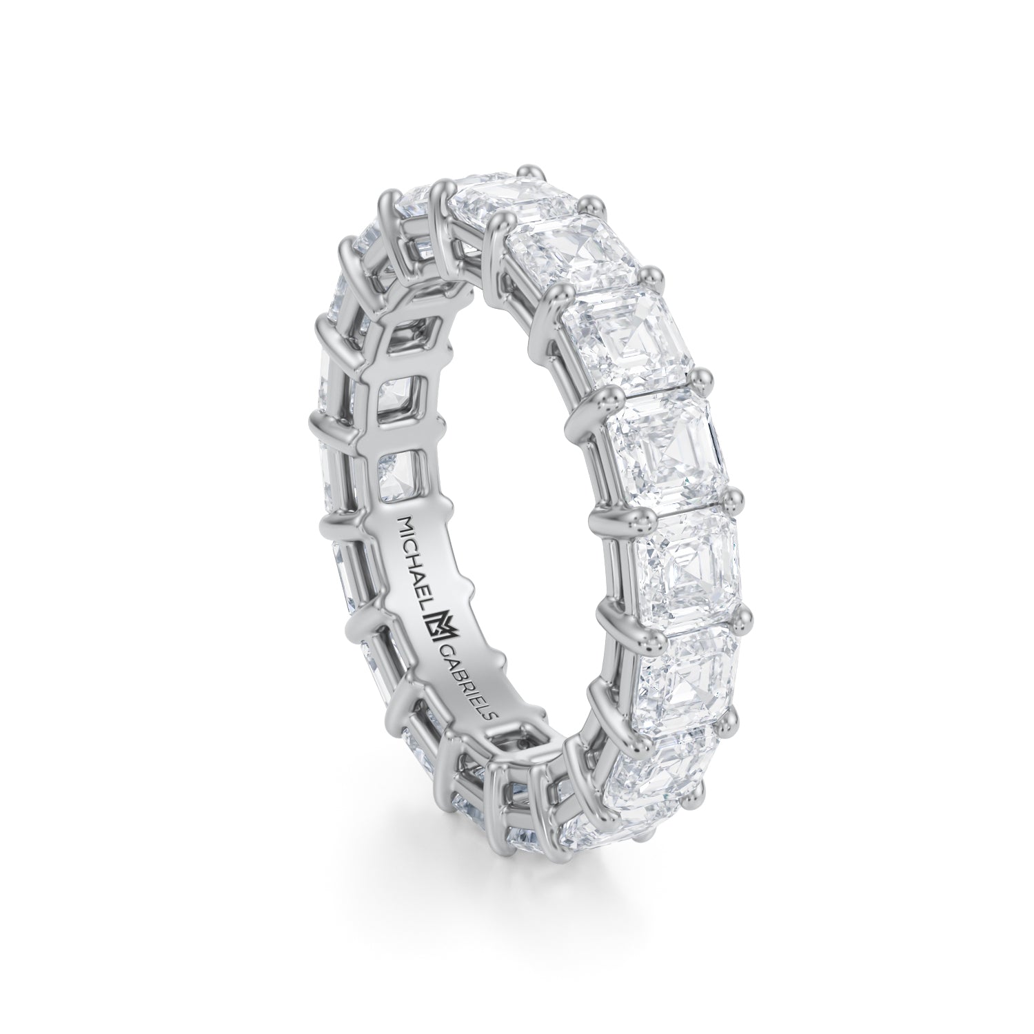 Platinum Asscher Cut Lab Grown Diamond Eternity Band - Medium