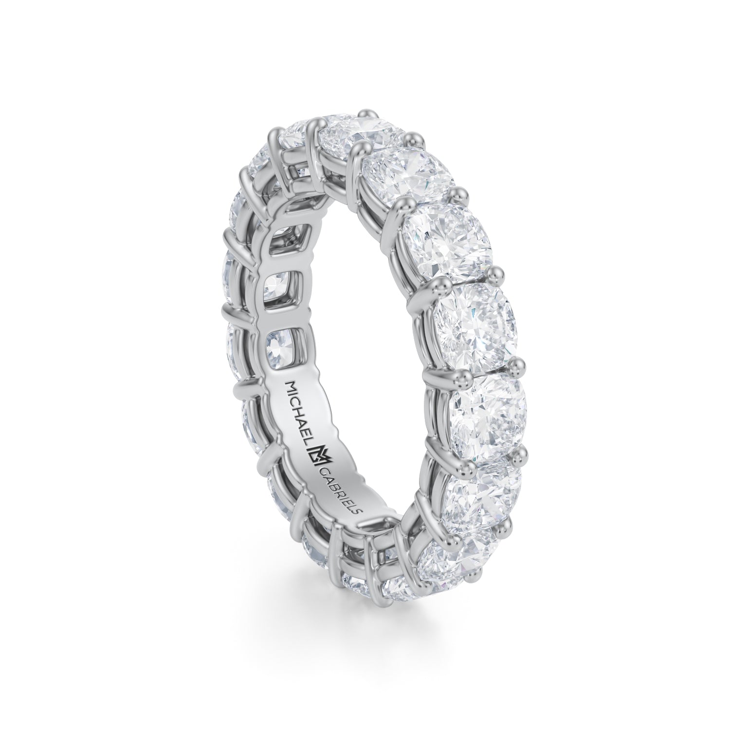 Platinum Cushion Cut Lab Grown Diamond Eternity Band - Medium