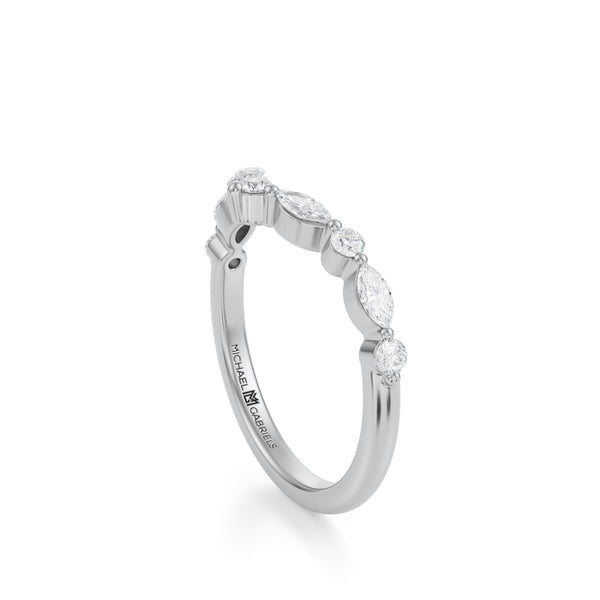 Round & Marquise Curved Diamond Ring