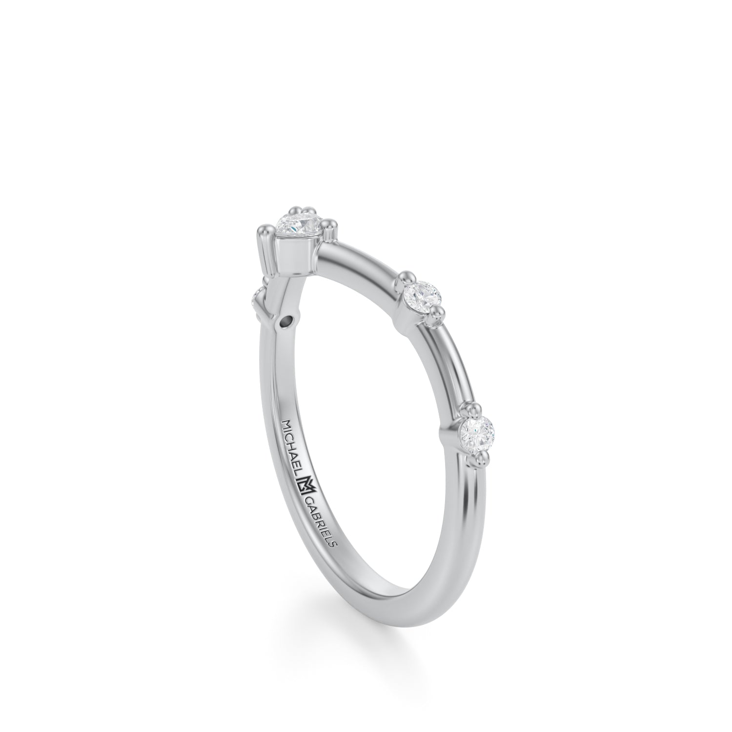 Round & Pear Curved Distance Wedding Band