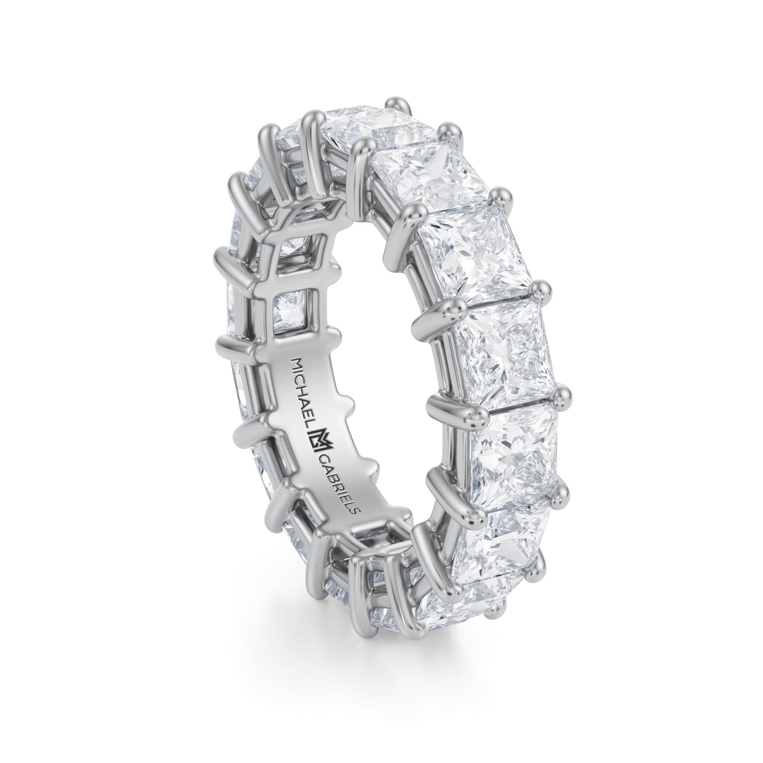 6 Carat Princess Cut Lab Grown Diamond Basket Eternity Band