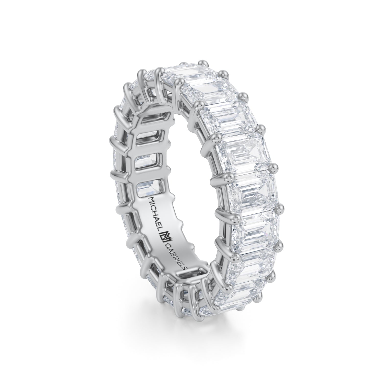 Platinum Vertical Emerald Lab Grown Diamond Eternity Band - Medium