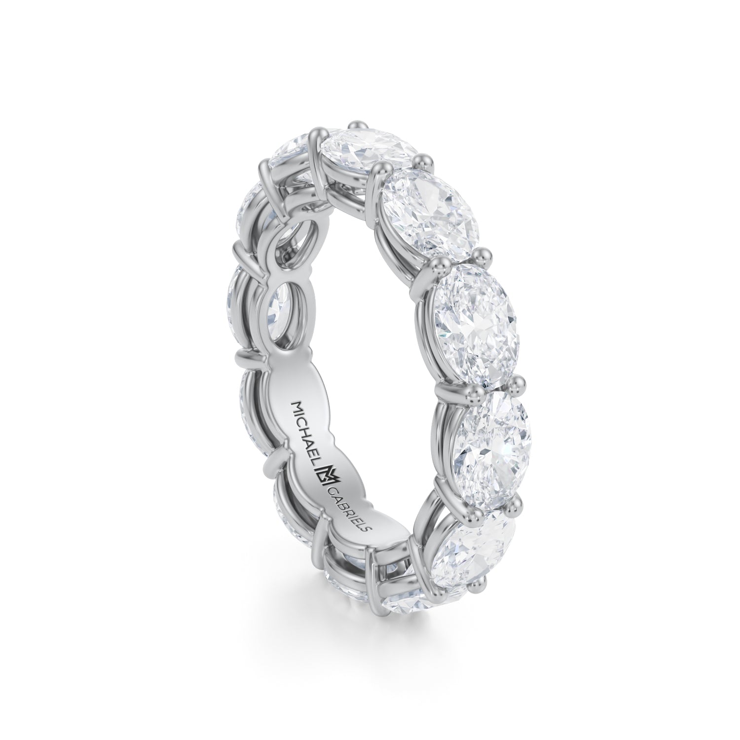 Platinum Horizontal Oval Lab Grown Diamond Eternity Band - Medium