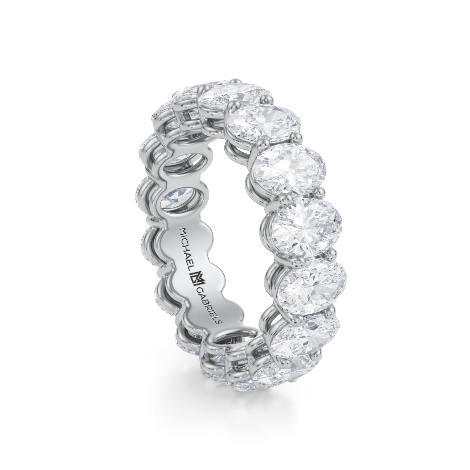 Platinum Vertical Oval Lab Grown Diamond Eternity Band - Medium