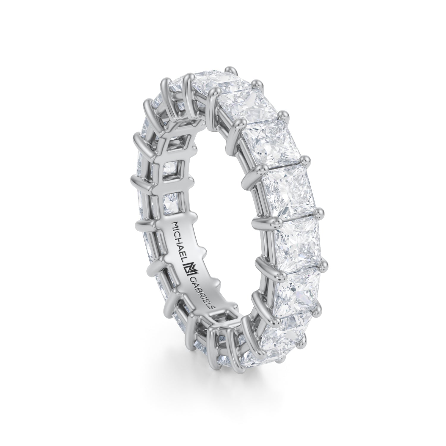 Platinum Princess Cut Lab Grown Diamond Eternity Band - Medium