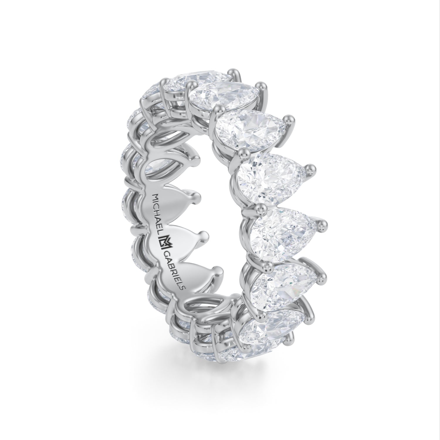 Platinum Vertical Pear Lab Grown Diamond Eternity Band - Medium