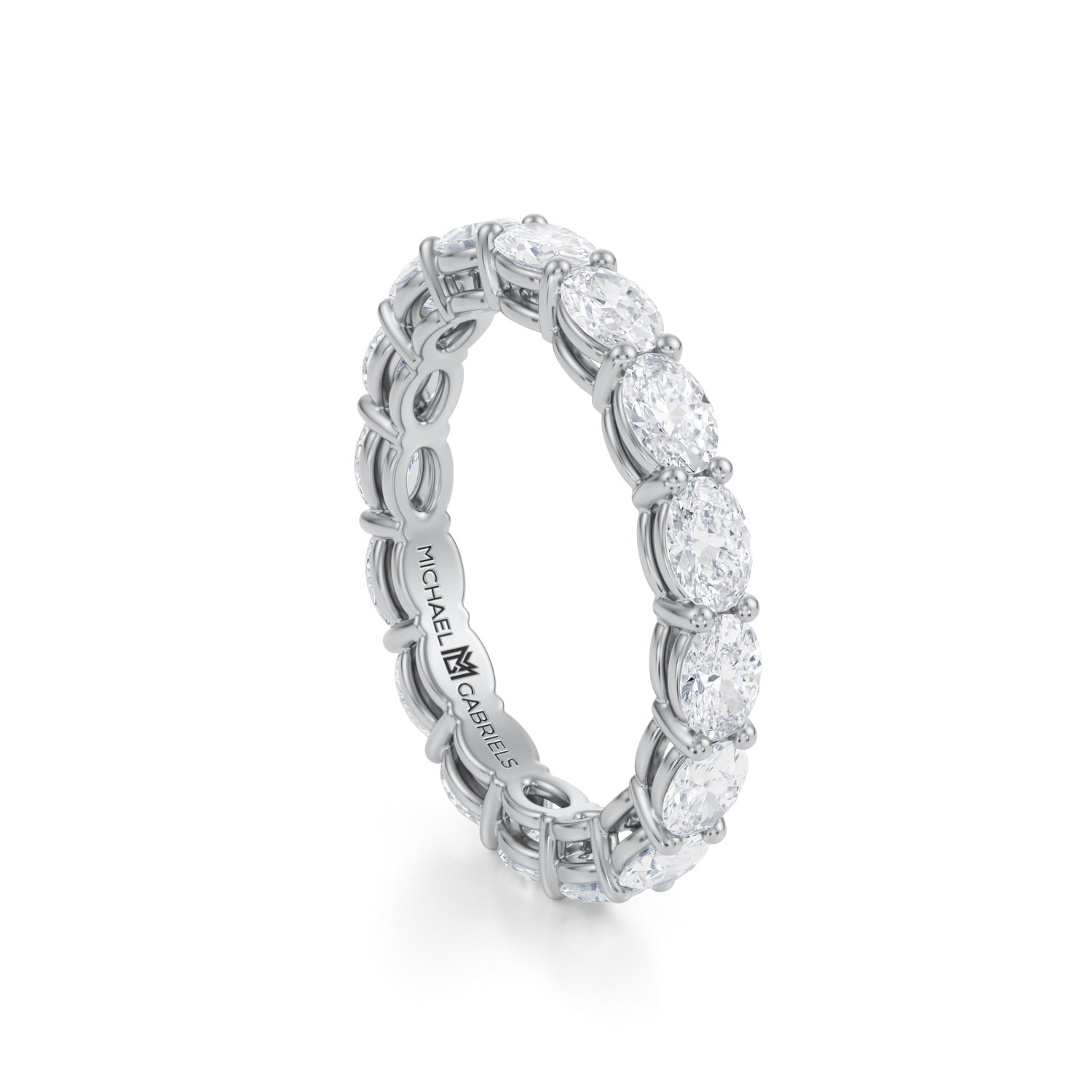 Platinum Horizontal Oval Lab Grown Diamond Eternity Band - Petite