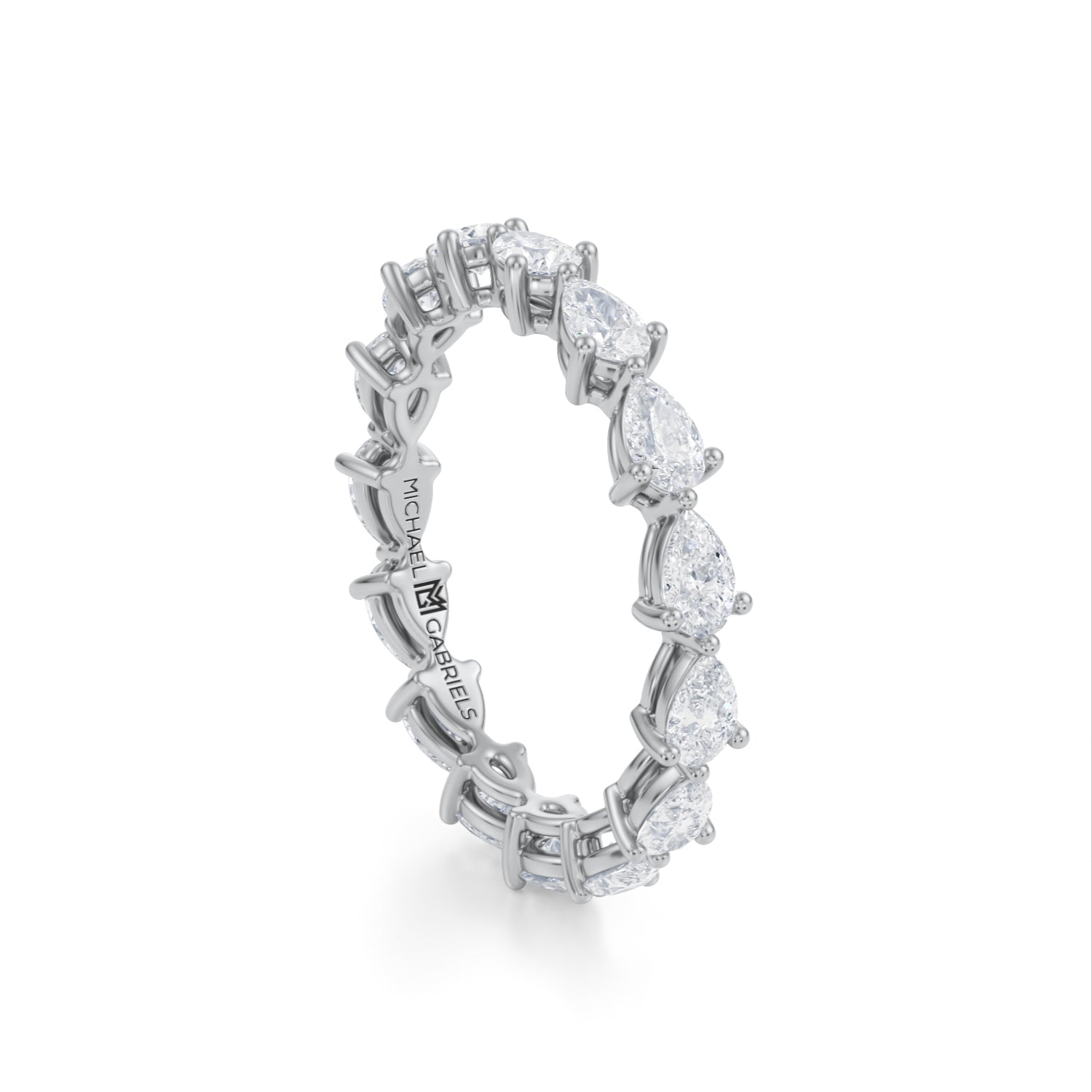 Platinum Horizontal Pear Lab Grown Diamond Eternity Band - Petite