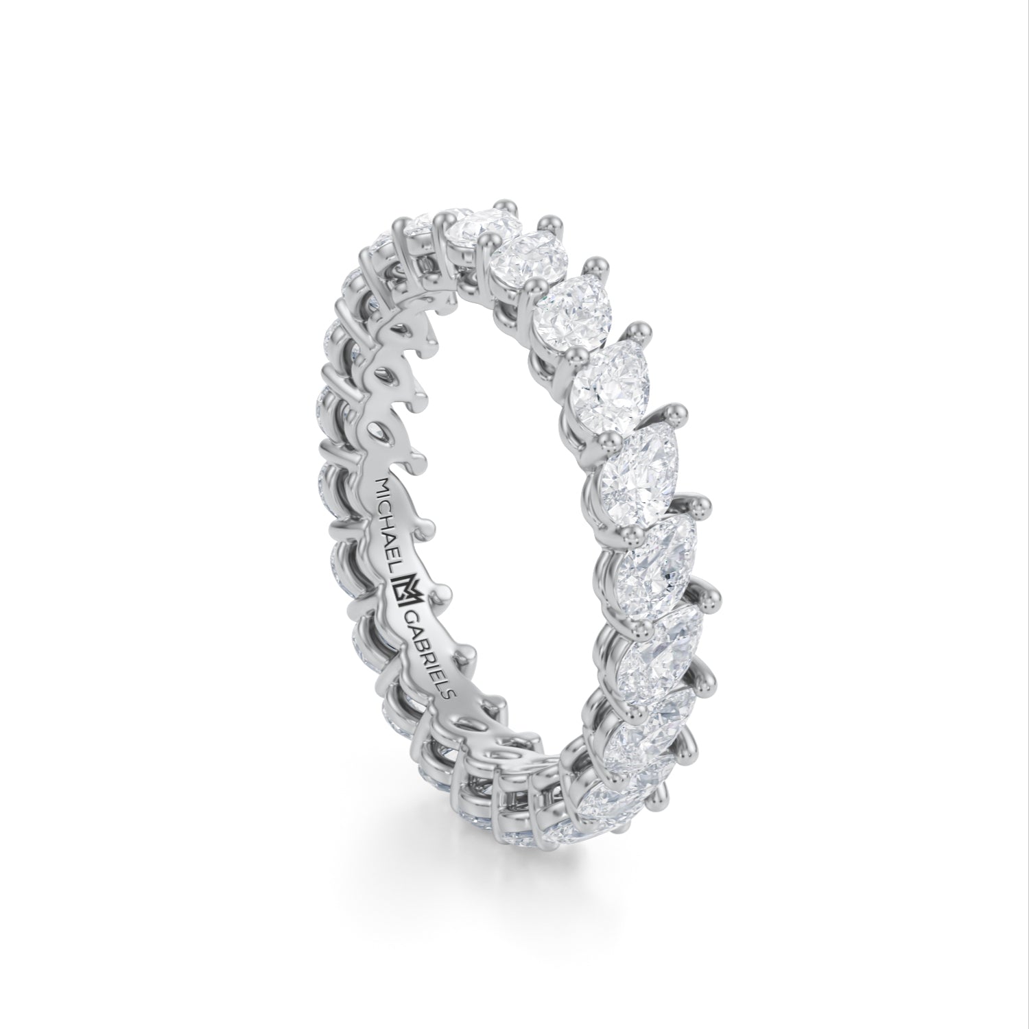 Platinum Slanted Pear Lab Grown Diamond Eternity Band - Petite