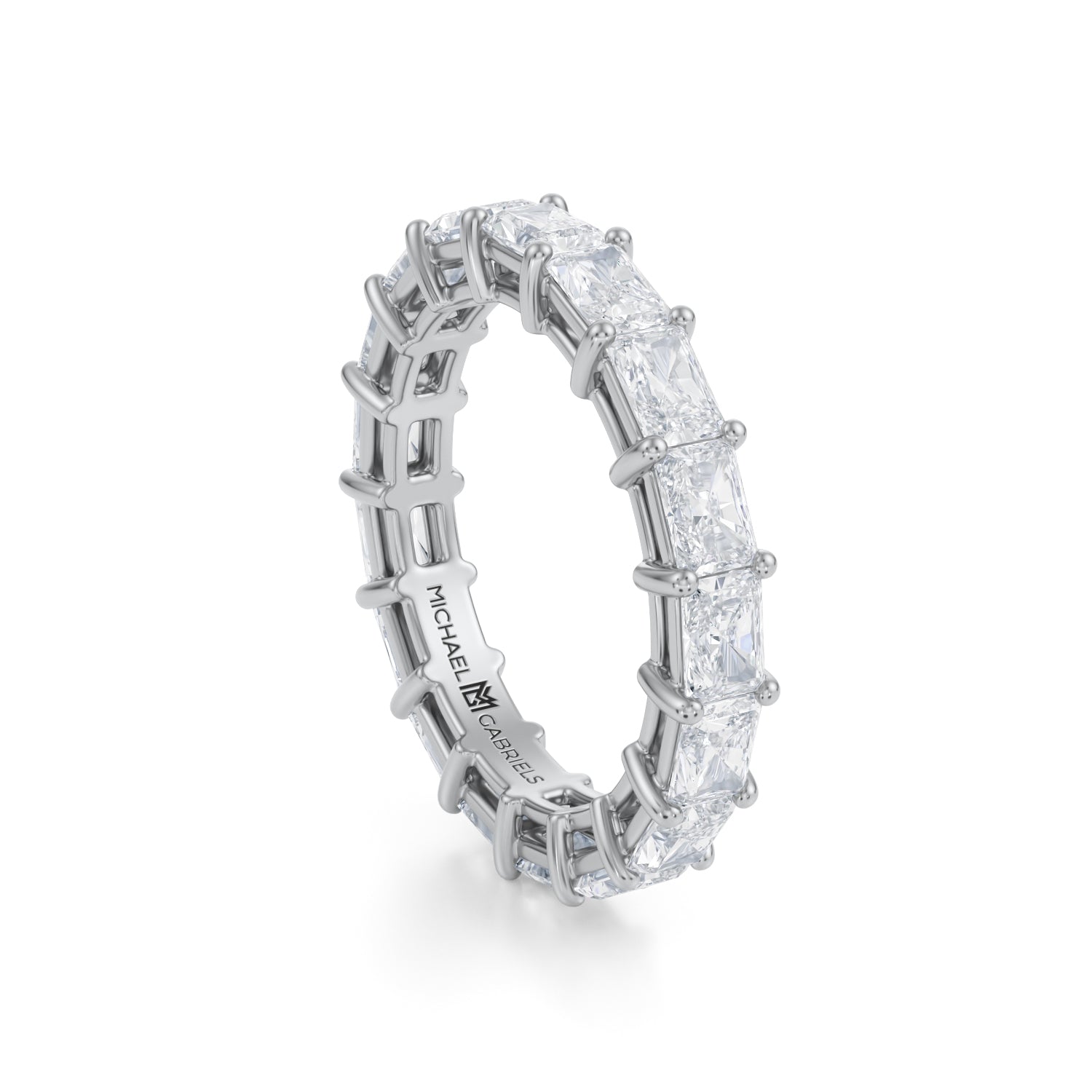 Platinum Horizontal Radiant Lab Grown Diamond Eternity Band - Petite