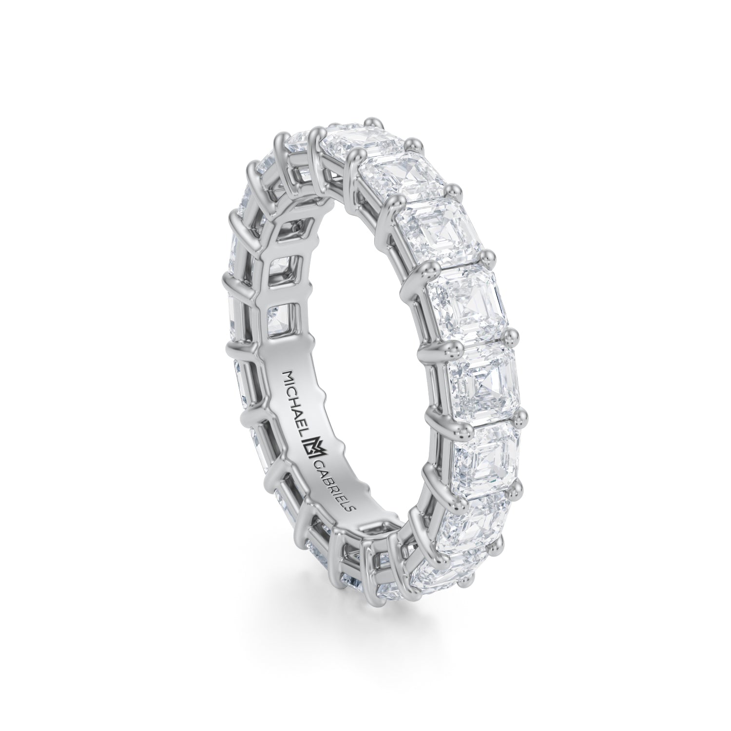 4 Carat Asscher Cut Lab Grown Diamond Basket Eternity Band