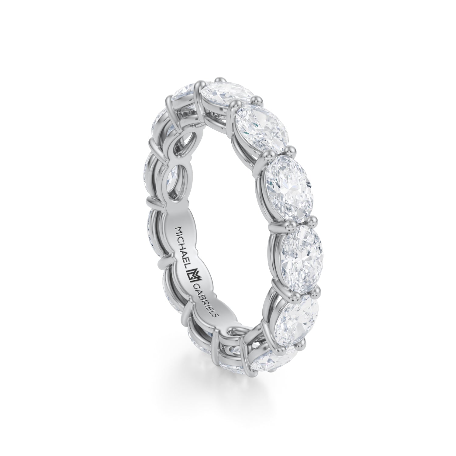 Platinum Horizontal Oval Lab Grown Diamond Eternity Band - Small