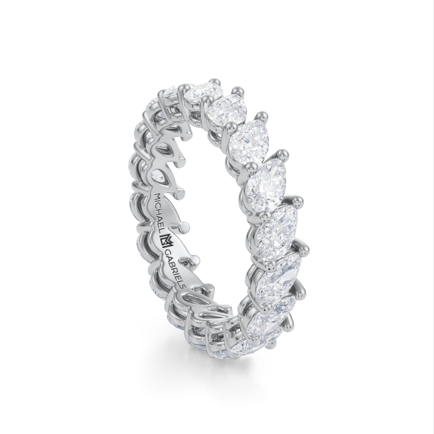 Platinum Slanted Pear Lab Grown Diamond Eternity Band - Small