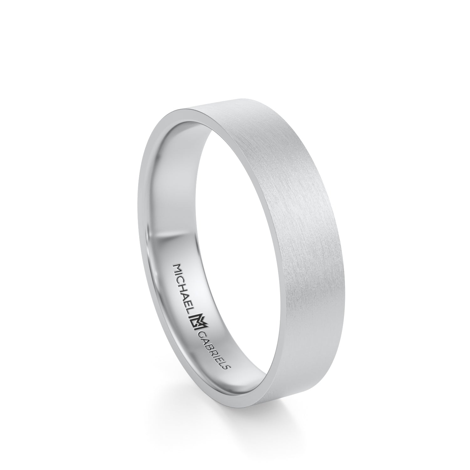 Platinum 4mm Mens Flat Wedding Band - Matte