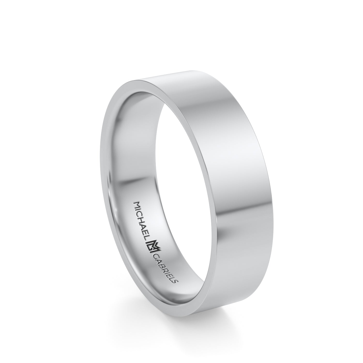 5mm Mens Flat Wedding Band - High Polish