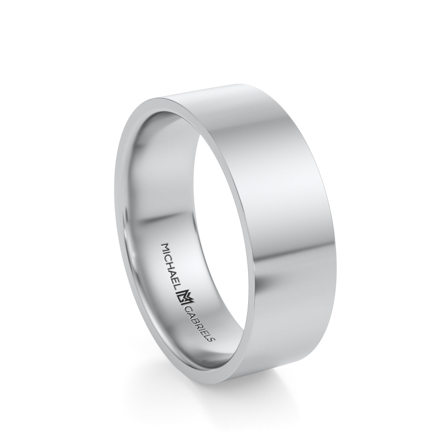 Platinum 6mm Mens Flat Wedding Band - High Polish