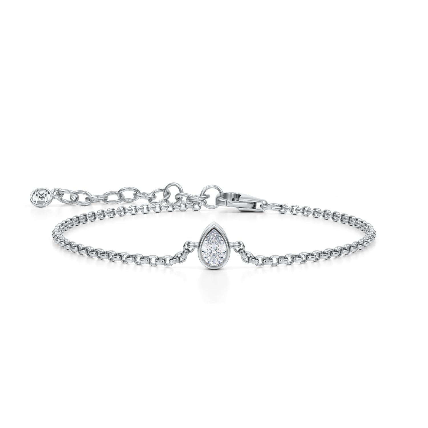 1/2 Carat Pear Bezel Solitaire Bracelet