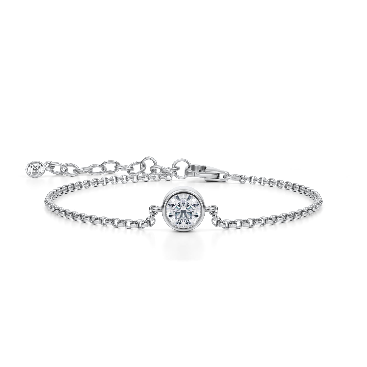 1 Carat Round Bezel Solitaire Bracelet