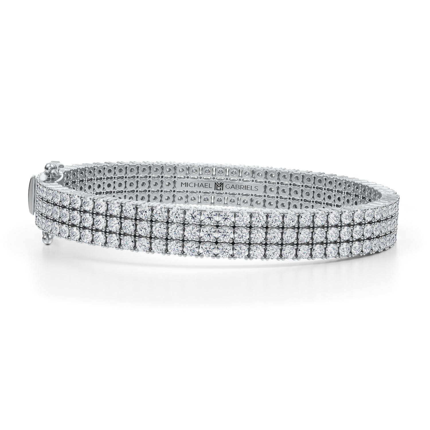 10 Carat Round Triple Row Diamond Bracelet