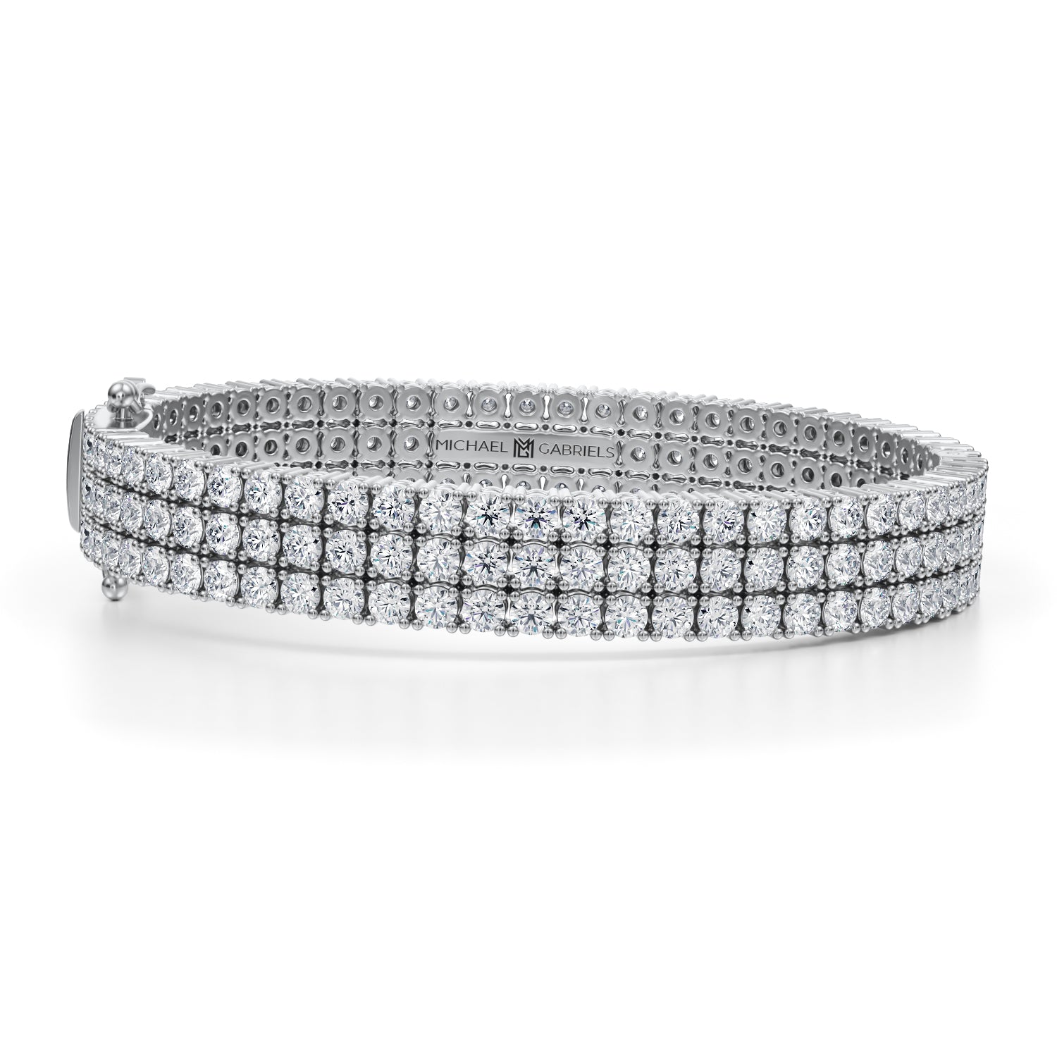 15 Carat Round Triple Row Diamond Bracelet