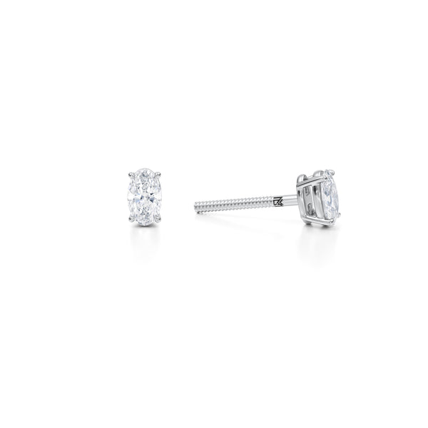 White gold earrings with 1/2 carat oval lab grown diamonds.