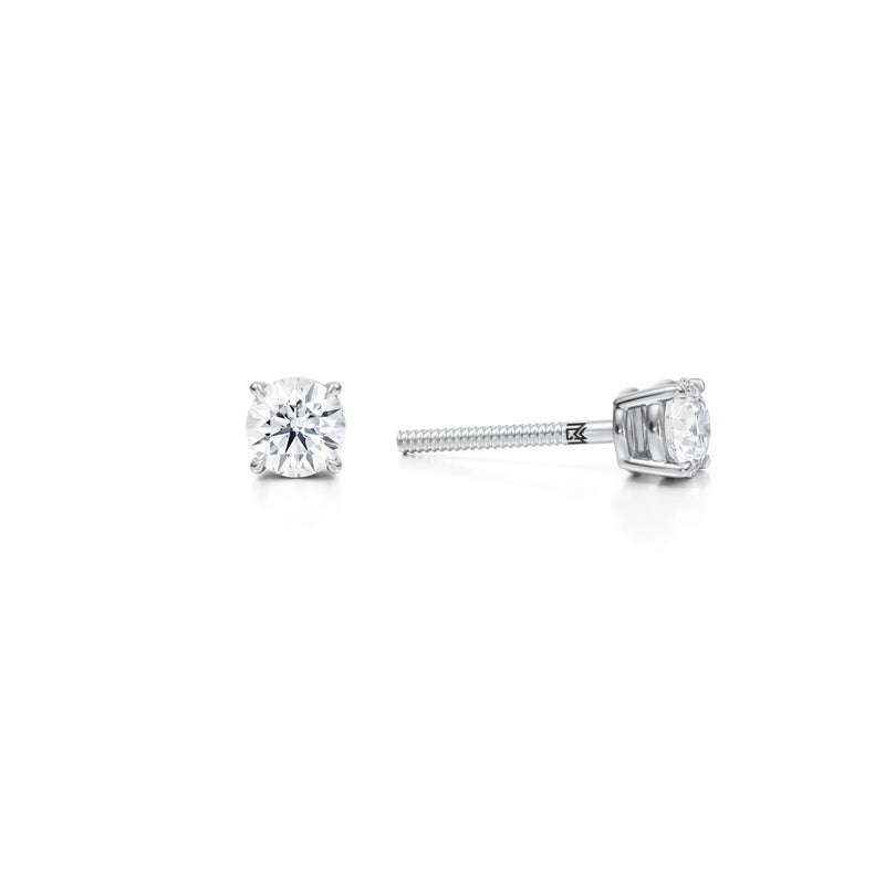 Real 1/2CT Round Brilliant Cut Diamond Stud Earring In 14K Gold Lab Created  VS