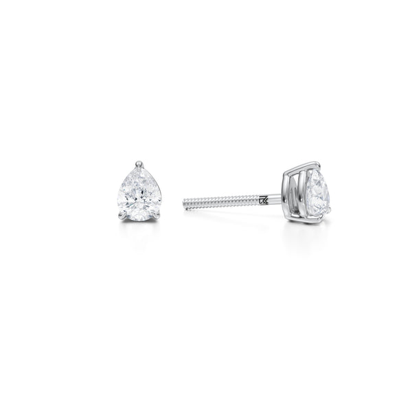 Lab-grown diamond stud earrings in white gold, 3/4 carat.