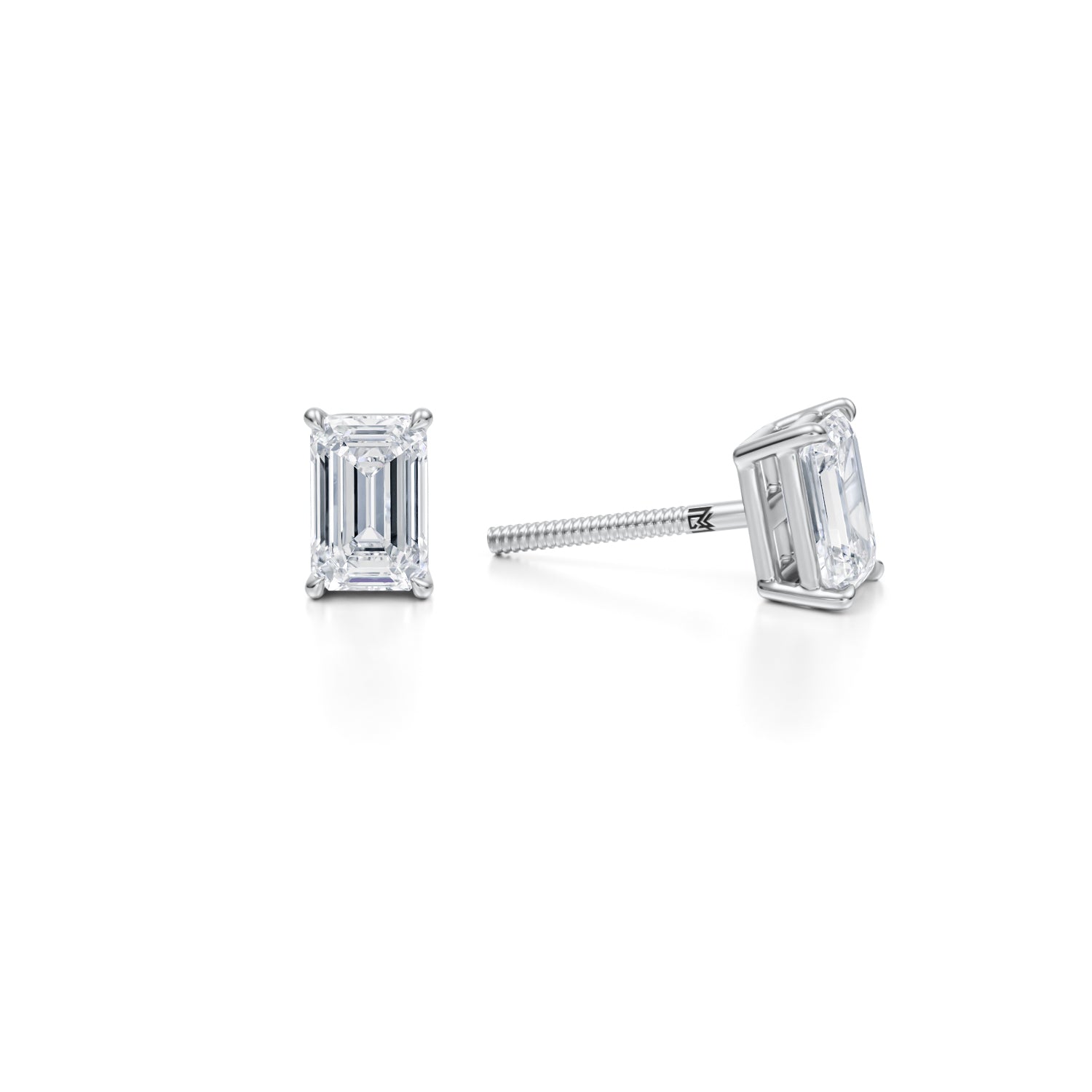 1ct Emerald Lab Diamond Studs in White Gold