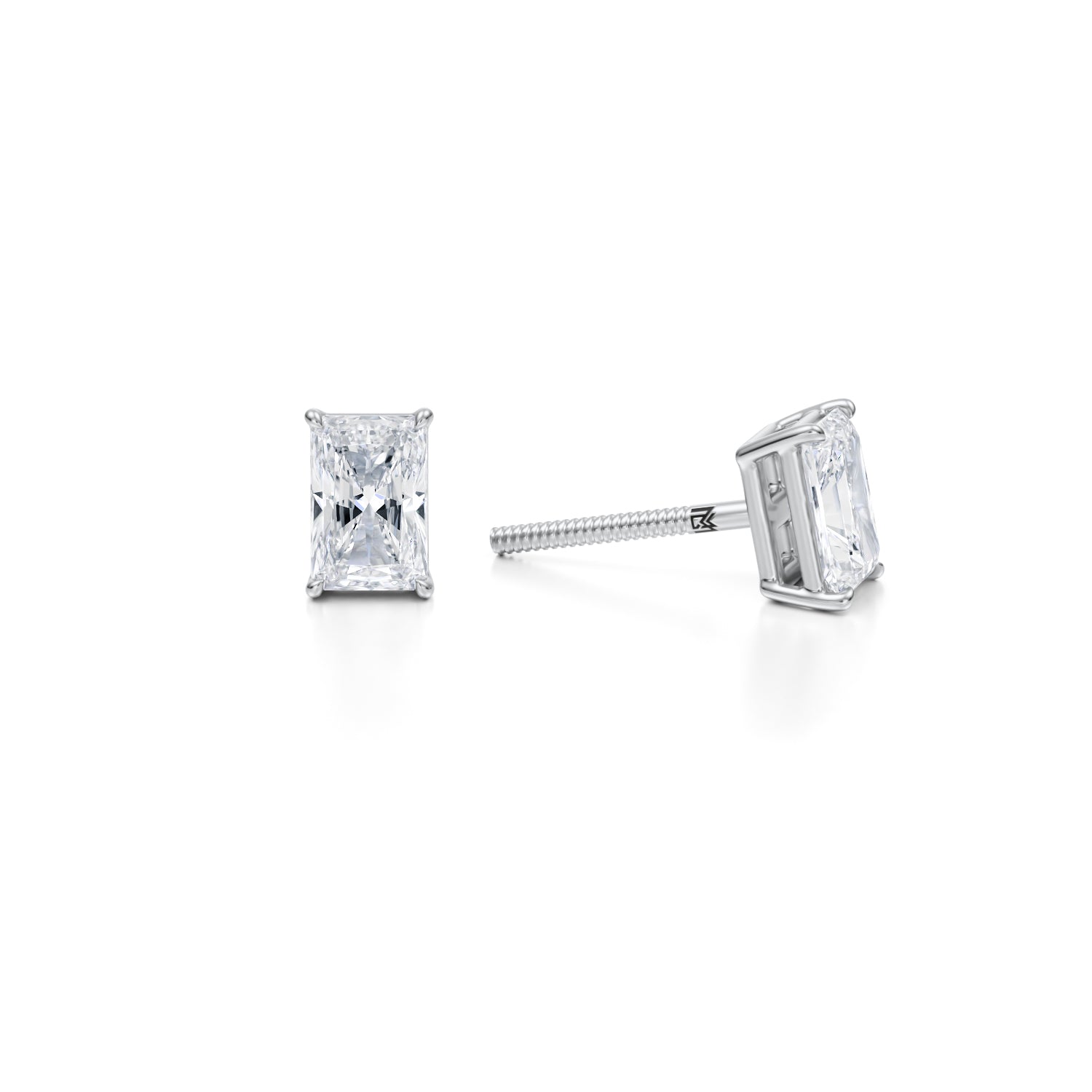 Radiant 1ct Lab Diamond Studs in White Gold.