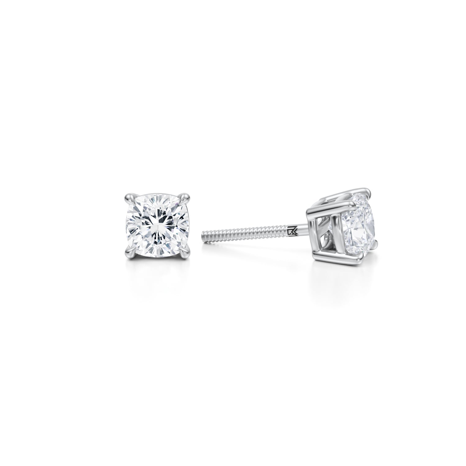 Lab-grown diamond stud earrings, 1.25 carats, in white gold.