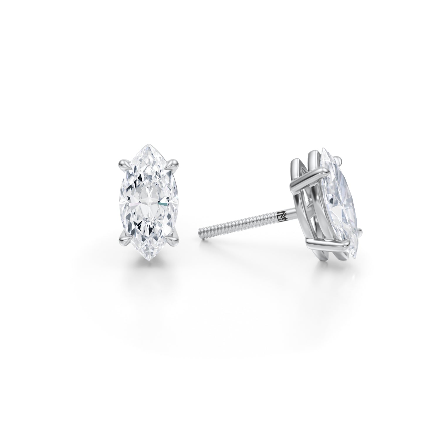 White gold lab diamond studs, 2 carats.