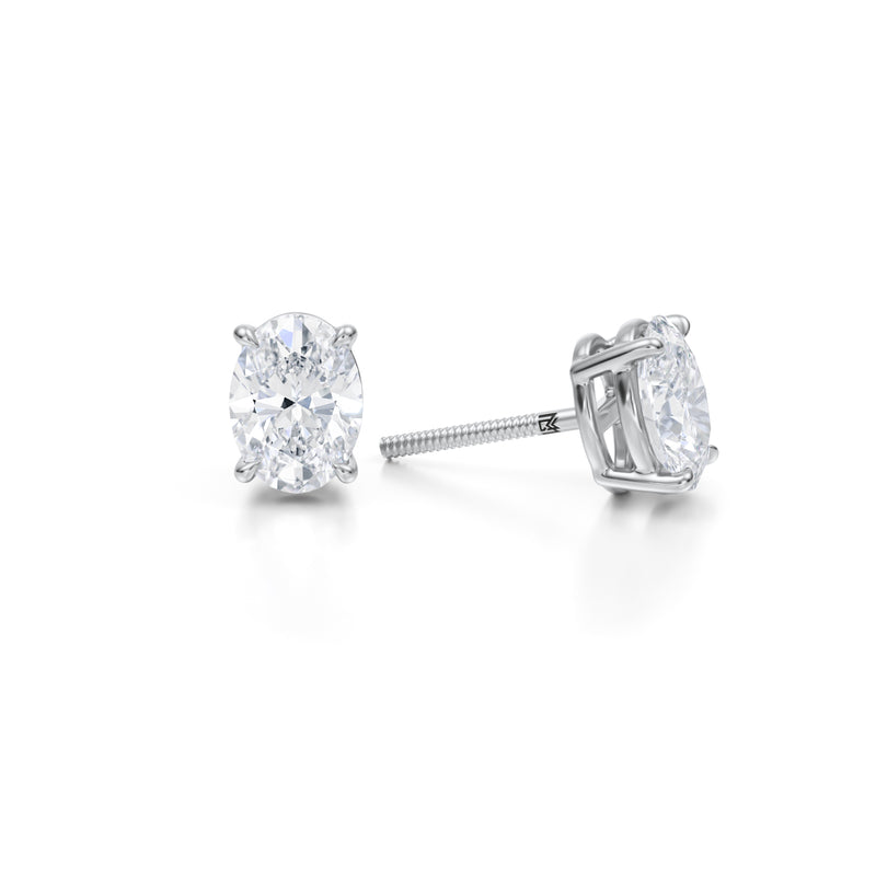 2ct Oval Lab Diamond Studs in White Gold