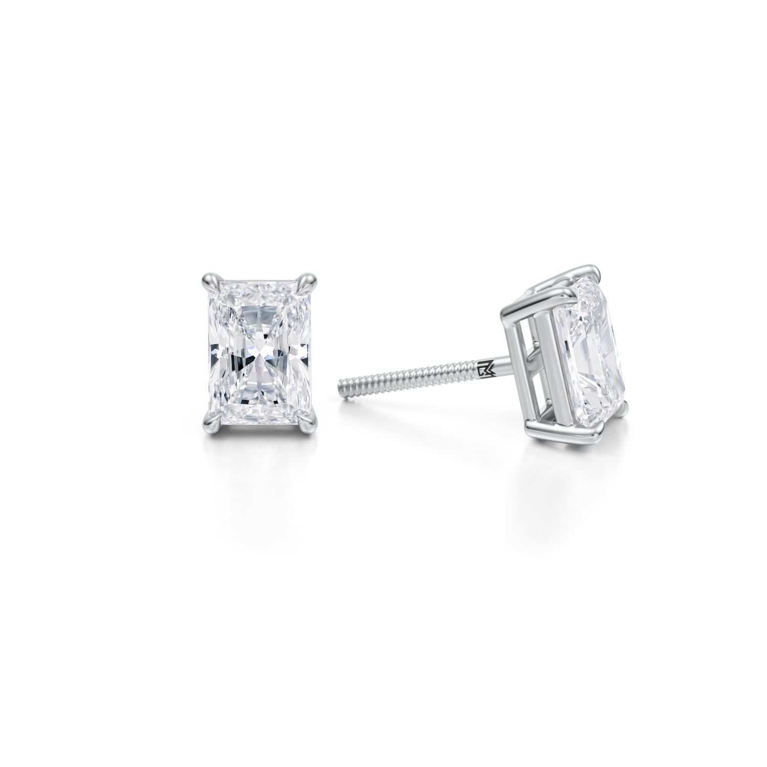 2ct Radiant Lab Diamond Studs in White Gold