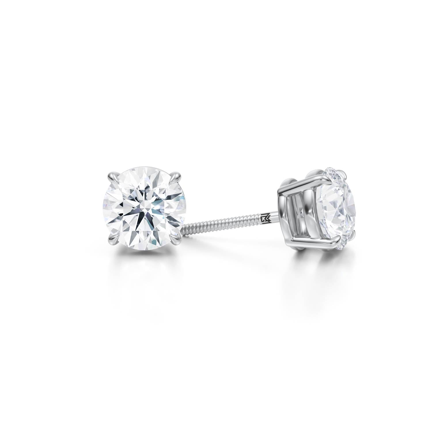 Lab Grown Diamond Studs, 2.5 Carats, White Gold.