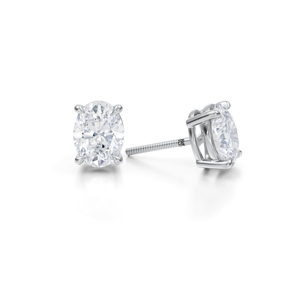 3ct Oval Lab Diamond Studs in White Gold