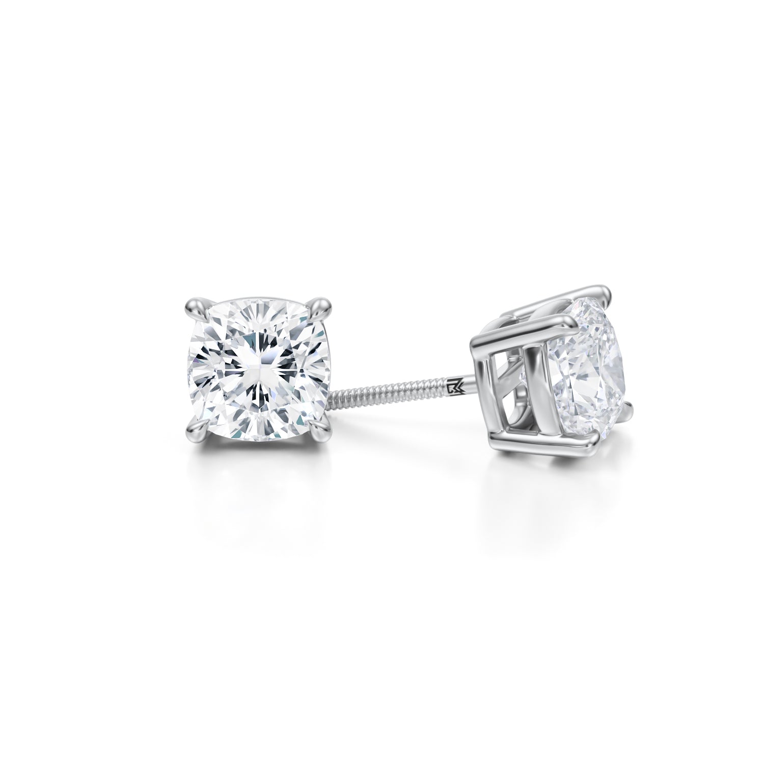 4ct Cushion Lab Diamond Studs in White Gold