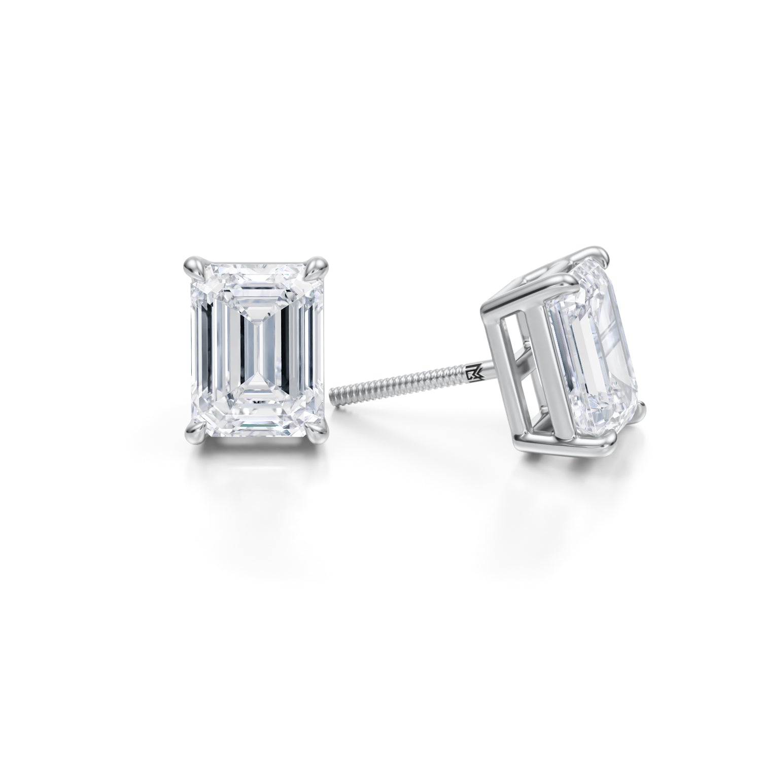 Lab Grown 4ct Emerald Diamond Stud Earrings | Michael Gabriels