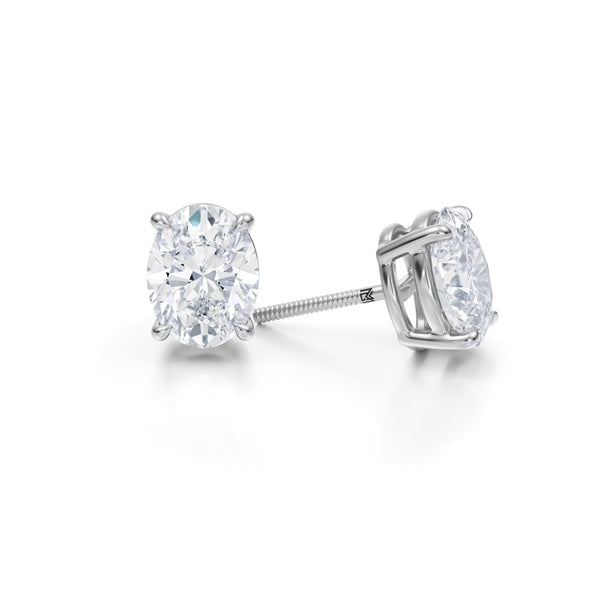 4ct Oval Lab Grown Diamond Earrings in White Gold