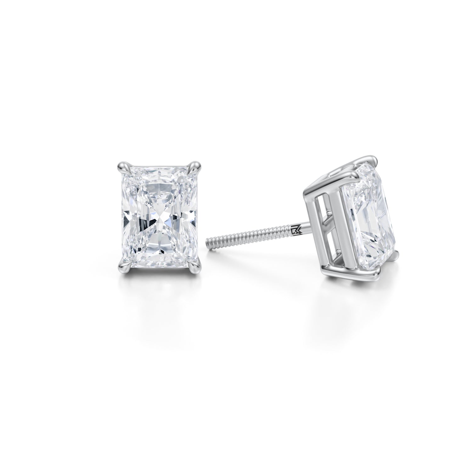 4ct Radiant Lab Diamond Studs in White Gold