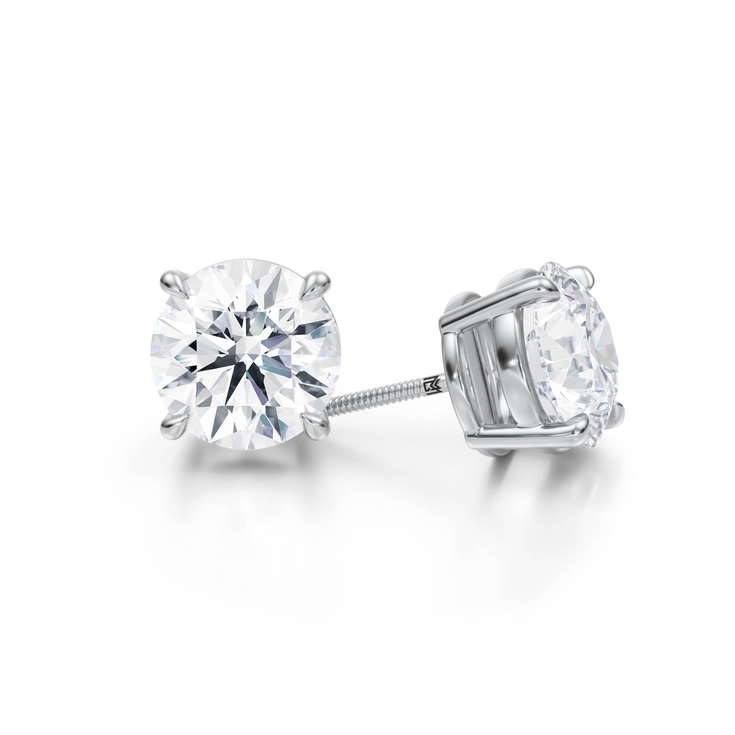 6ct Round Lab Diamond Studs in White Gold