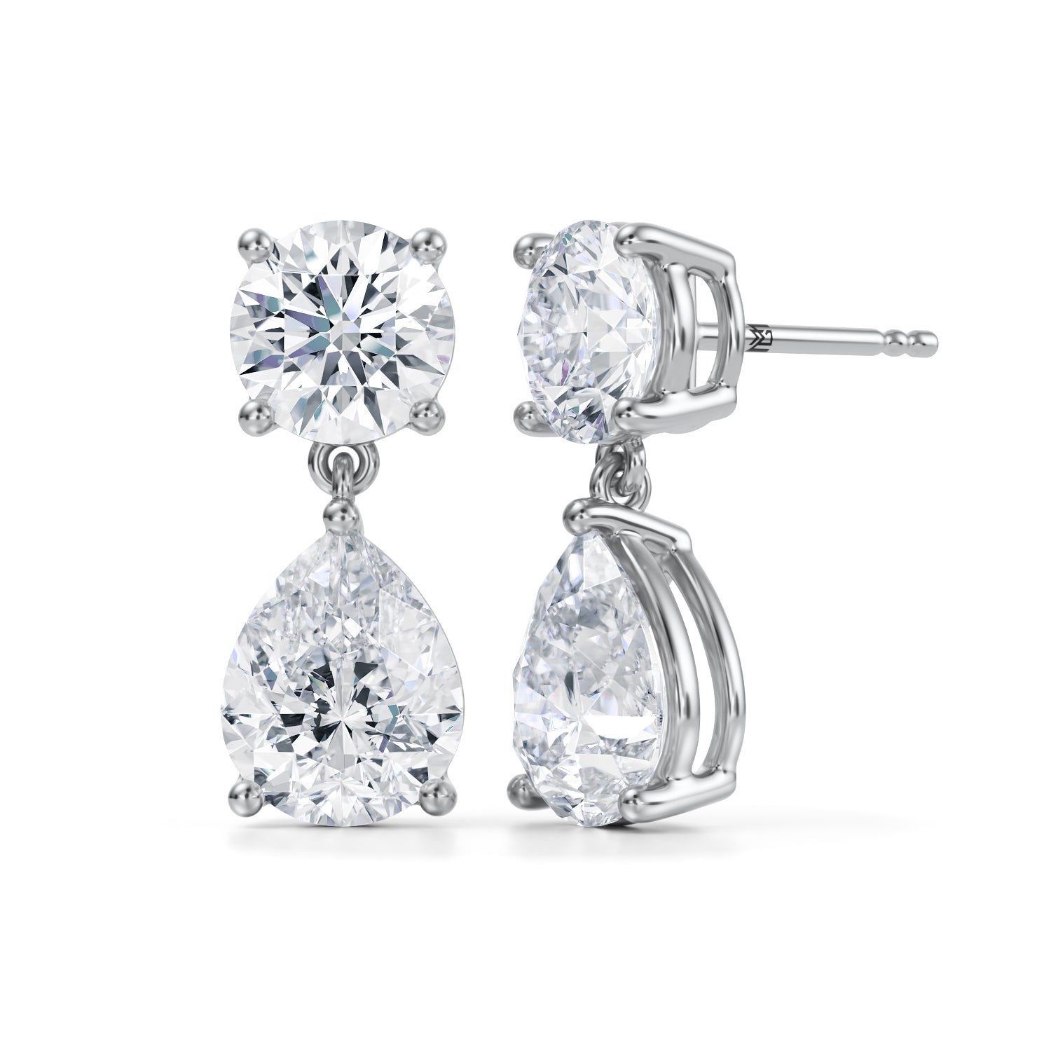 Round And Pear Drop Earrings 8 Carat